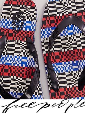 Free People Game On - Checkered Flip Flops❤️ NWOT